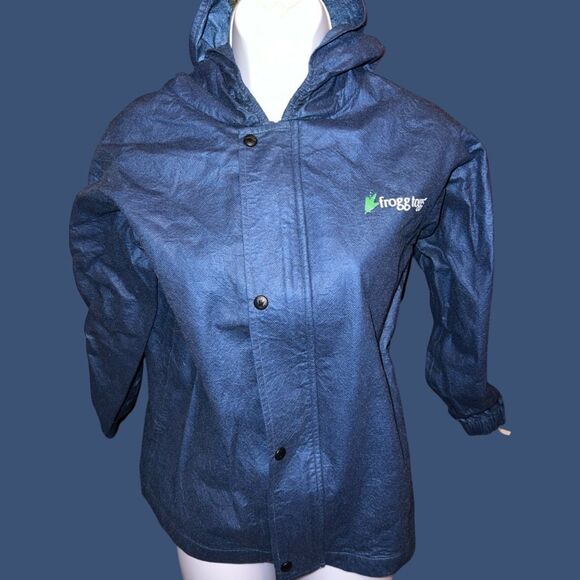 Youth FROGG TOGGS Polliwogs Blueberry Ultra-lite Waterproof Rain Coat Size M - Picture 3 of 5